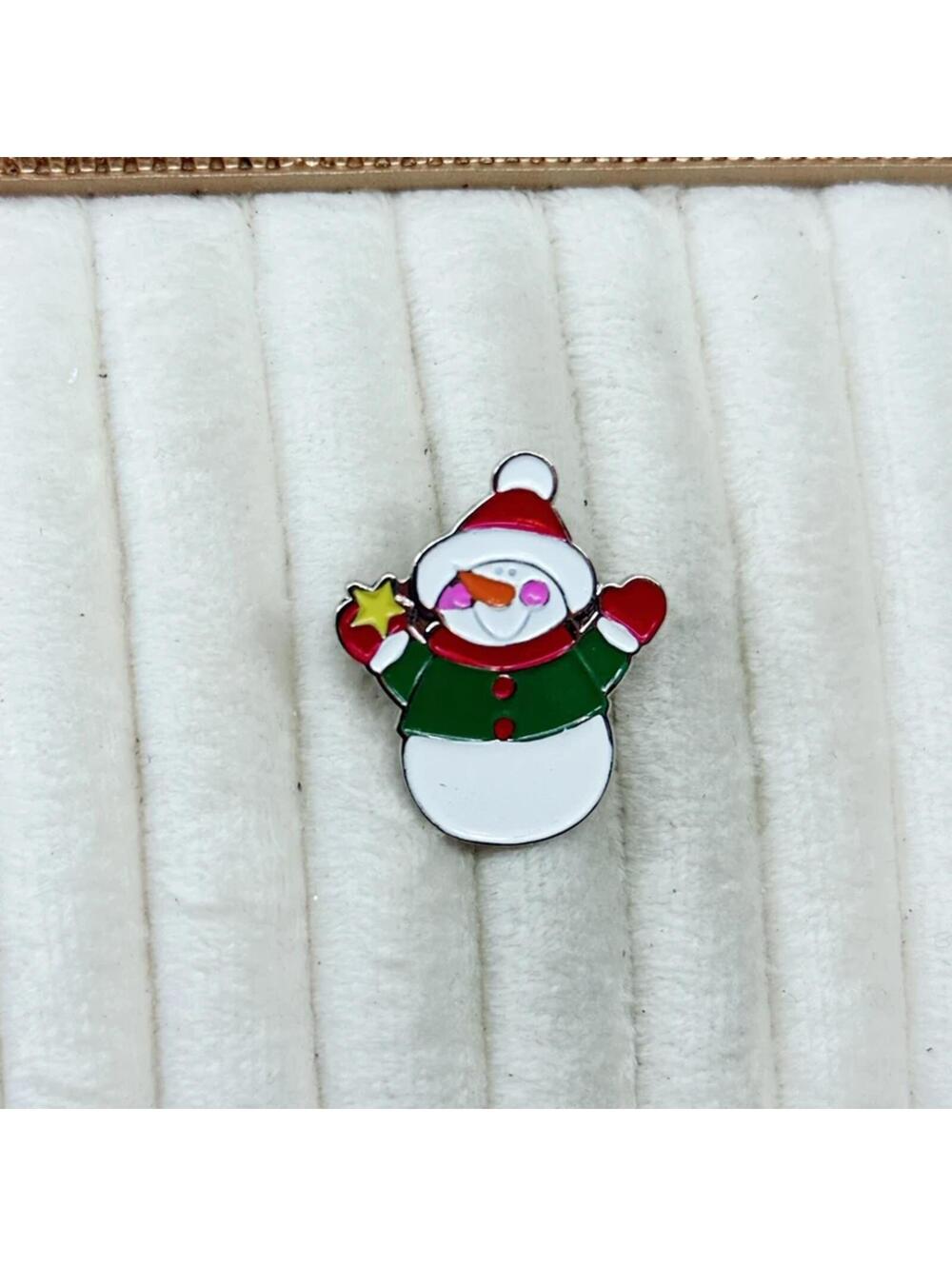 6526gc. Silvertone Enamel Snowman Pin